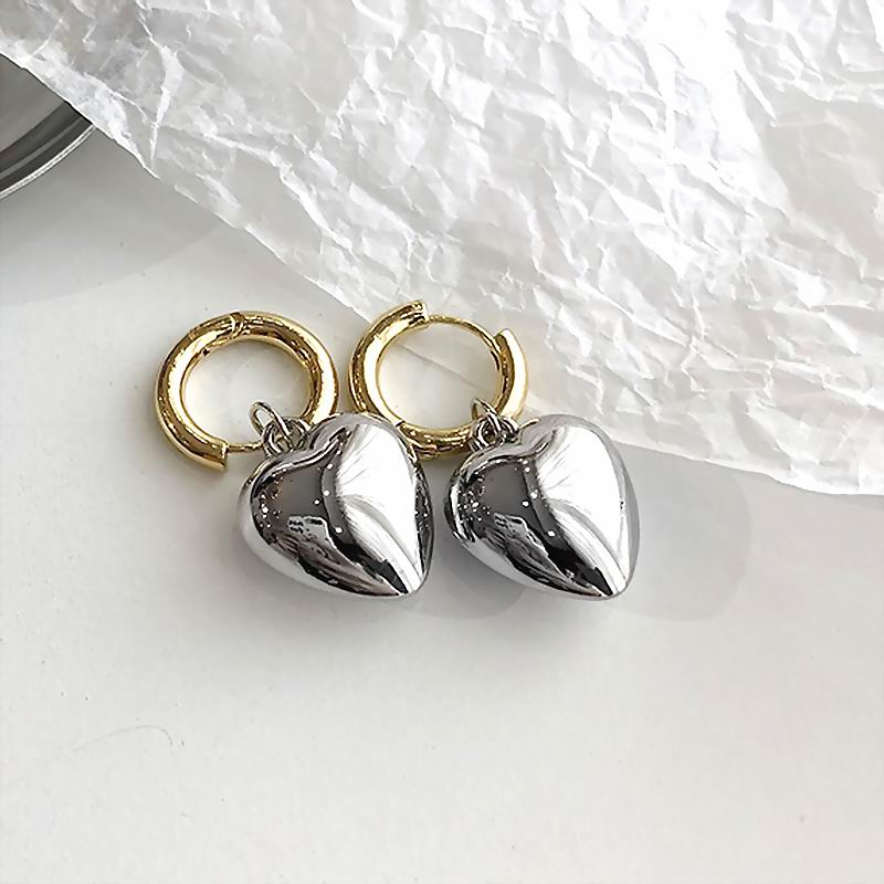 Statement Metallic Heart Drop Earrings For Women New Jewelry Designer Earings Wholesale