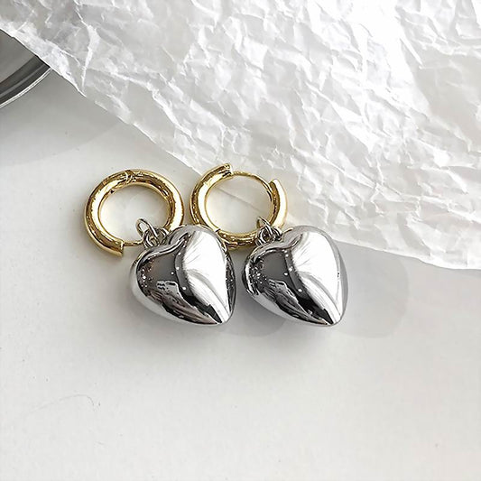 Statement Metallic Heart Drop Earrings For Women New Jewelry Designer Earings Wholesale