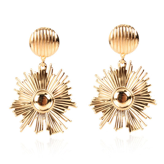 Retro Alloy Flower Long Earrings Fashionable Earrings For Women