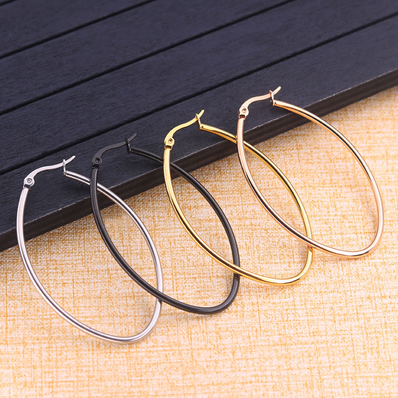 Fashion Hoop Earrings 316 Stainless Steel Hoop Earrings Gold Color Round Circle Earring Jewelry For Women Party  1 Pair