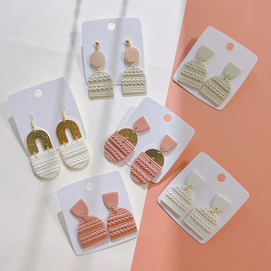 Soft Pottery Earrings, Earrings, Women's Striped Earrings, Geometric Polymer Clay Handmade Earrings