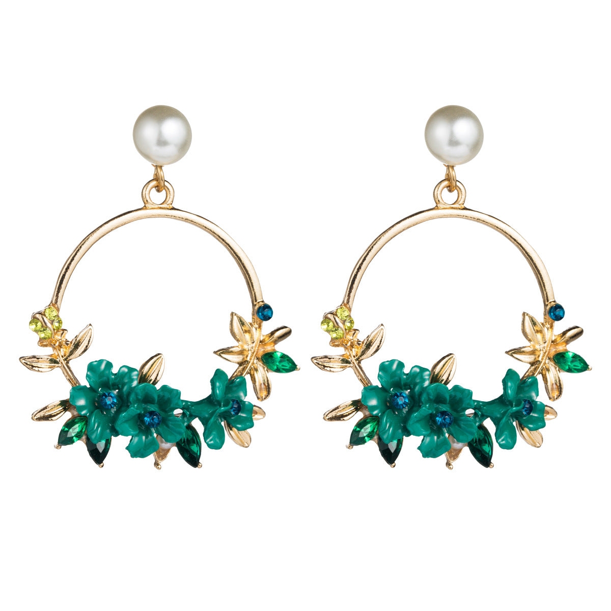 Korean Version Ins Net Red With Flower Earrings Female Sweet Soft Ceramic Pearl Earrings Trend Earrings