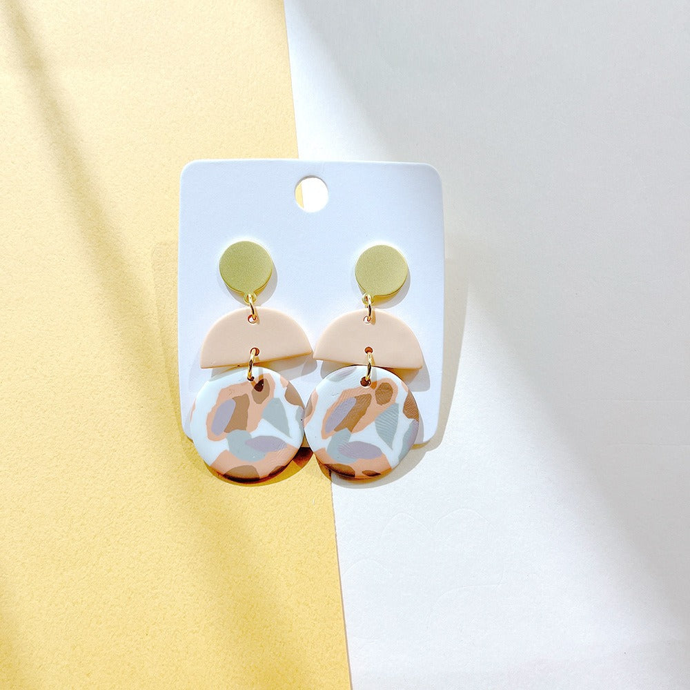New Earrings, Milk Coffee, Soft and Gentle, Creative Geometric Camo Earrings, Female Earrings, Ins Style Earrings