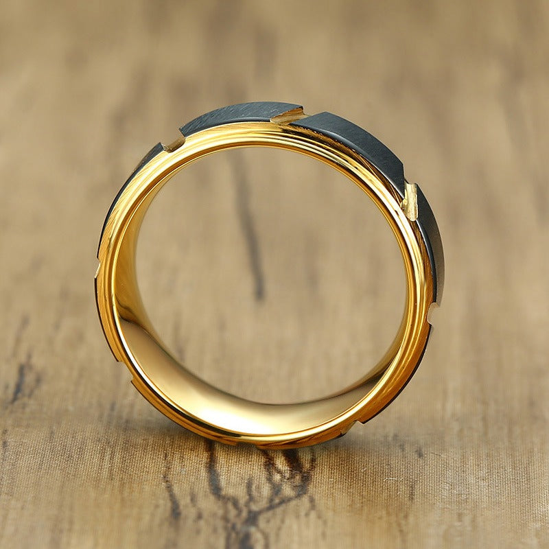 Tungsten Steel Jewelry Black Gold Mens Tungsten Steel Ring Tungsten Gold