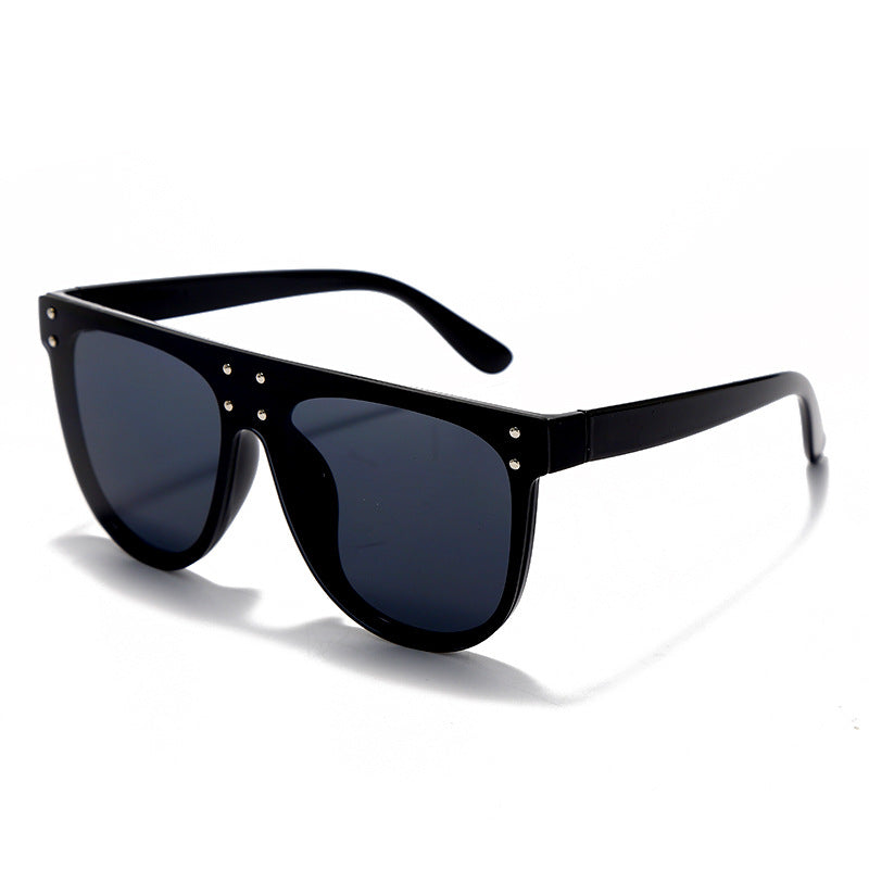 New Conjoined Large-Frame Sunglasses Fashion Rivets Colorful Mercury Sunglasses Women's Semi-Circular Frame Glasses