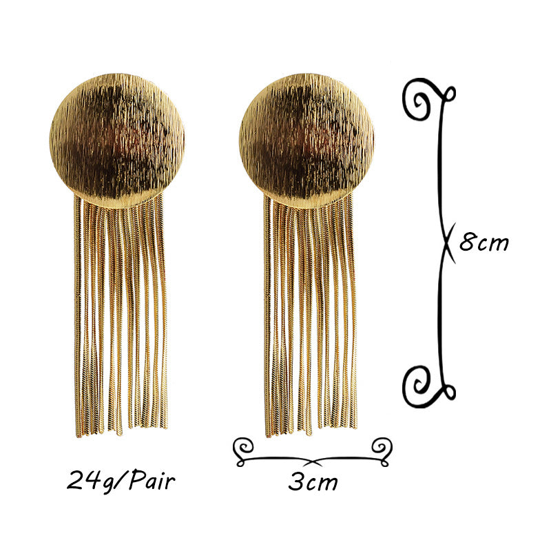 Fashion Earrings Metal Tassel Jewelry Gold Round
