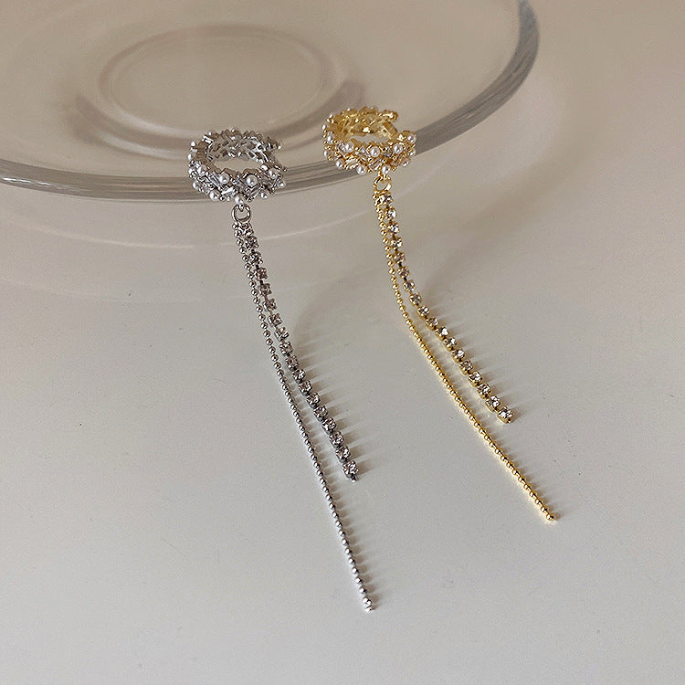 High Quality Pearl Chain Tassel Ear Bone Clip Female Personality Simple And Versatile Temperament No Ear Pierced Earrings