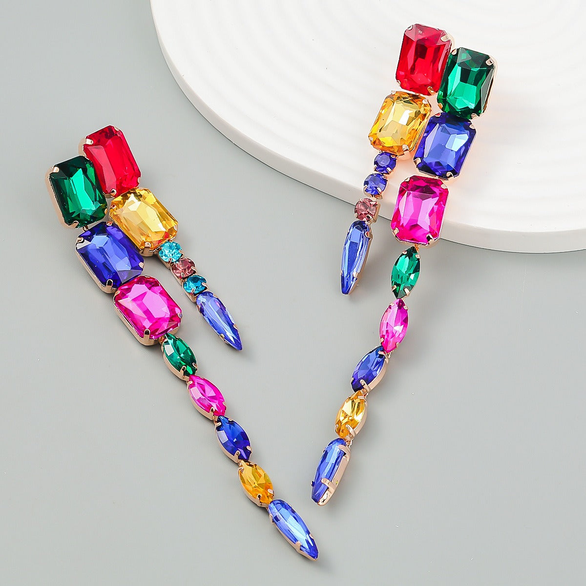 Exaggerated Diamond Studded Earrings Girls Net Red INS Style Earrings Temperament Earrings Fashion