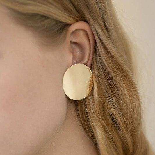 Round Shaped Golden Earrings Simple Metal Vintage Earrings For Women Fashion Jewelry Girls Earring