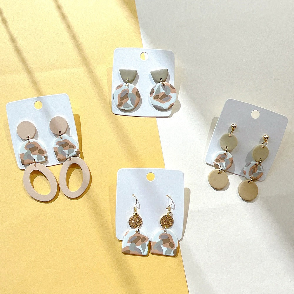 New Earrings, Milk Coffee, Soft and Gentle, Creative Geometric Camo Earrings, Female Earrings, Ins Style Earrings