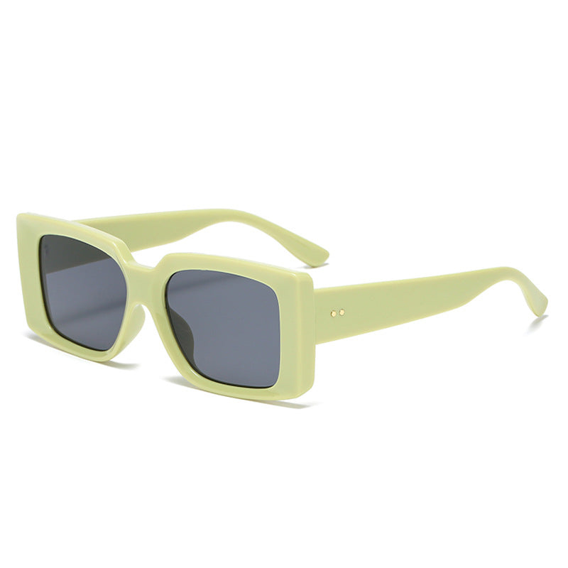 New Retro Square Sunglasses Men And Women Trend Street Shooting Rice Nails Sunglasses Candy-Colored Sunglasses
