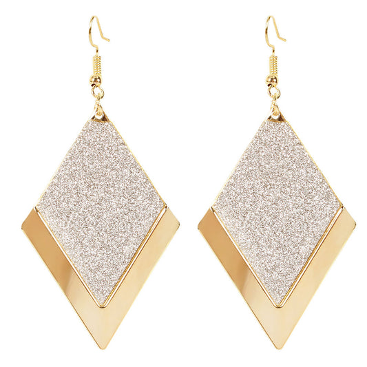 Simple Diamond Shaped Frosted Earrings Personality Retro Earrings Women Earrings