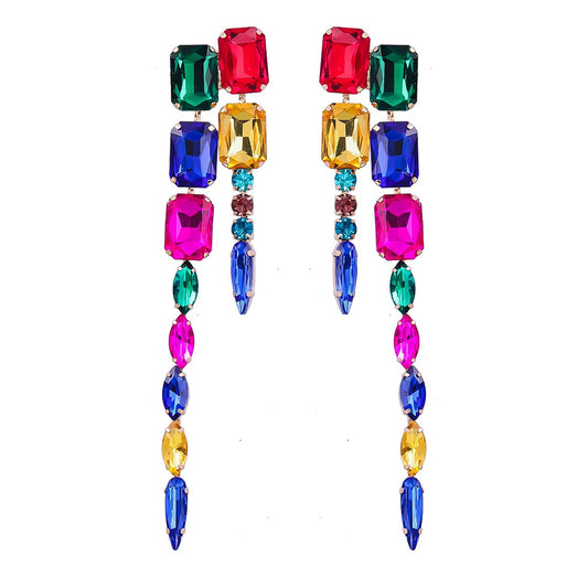 Exaggerated Diamond Studded Earrings Girls Net Red INS Style Earrings Temperament Earrings Fashion
