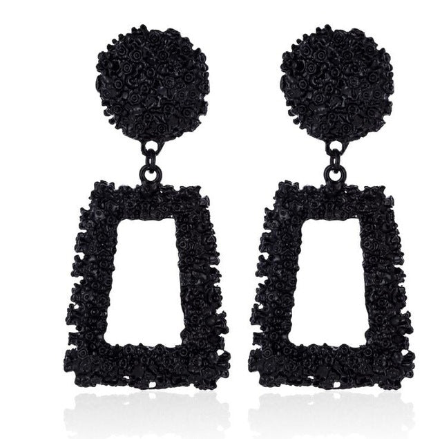 Big Vintage Earrings for Women Gold Silver Black Geometric Statement Earring 2019 Metal Earing Hanging Fashion Jewelry