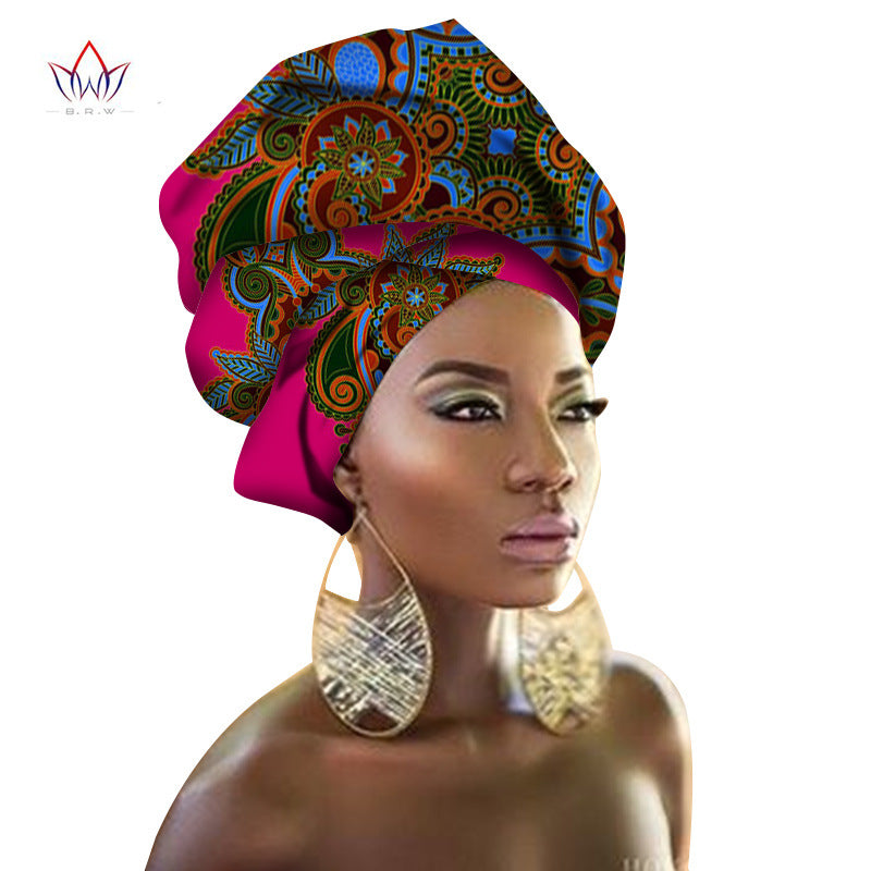 BRW Multi-color Israelite African Print Ankara Head wrap Tie Scarf High Quality Hair Accessories Gele Ipele African Bazin Rich Headwear