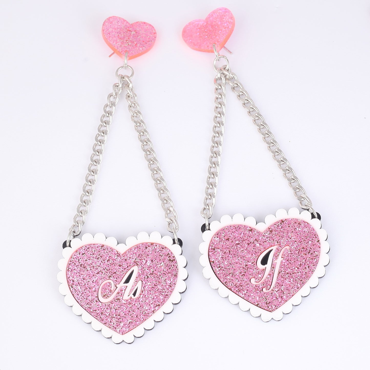 Trendy Jewelry Acrylic Heart Tassel Earrings for Womens Pendientes Pink Glitter Long Drop Earring