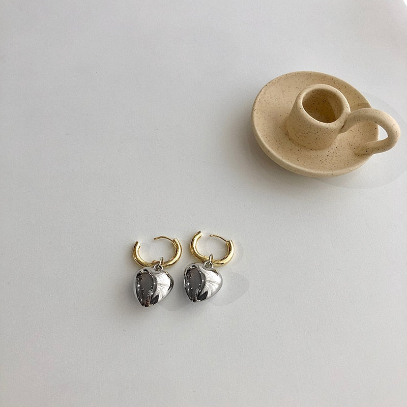 Statement Metallic Heart Drop Earrings For Women New Jewelry Designer Earings Wholesale