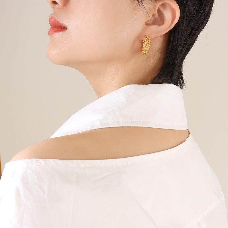 14k C Braided Earrings