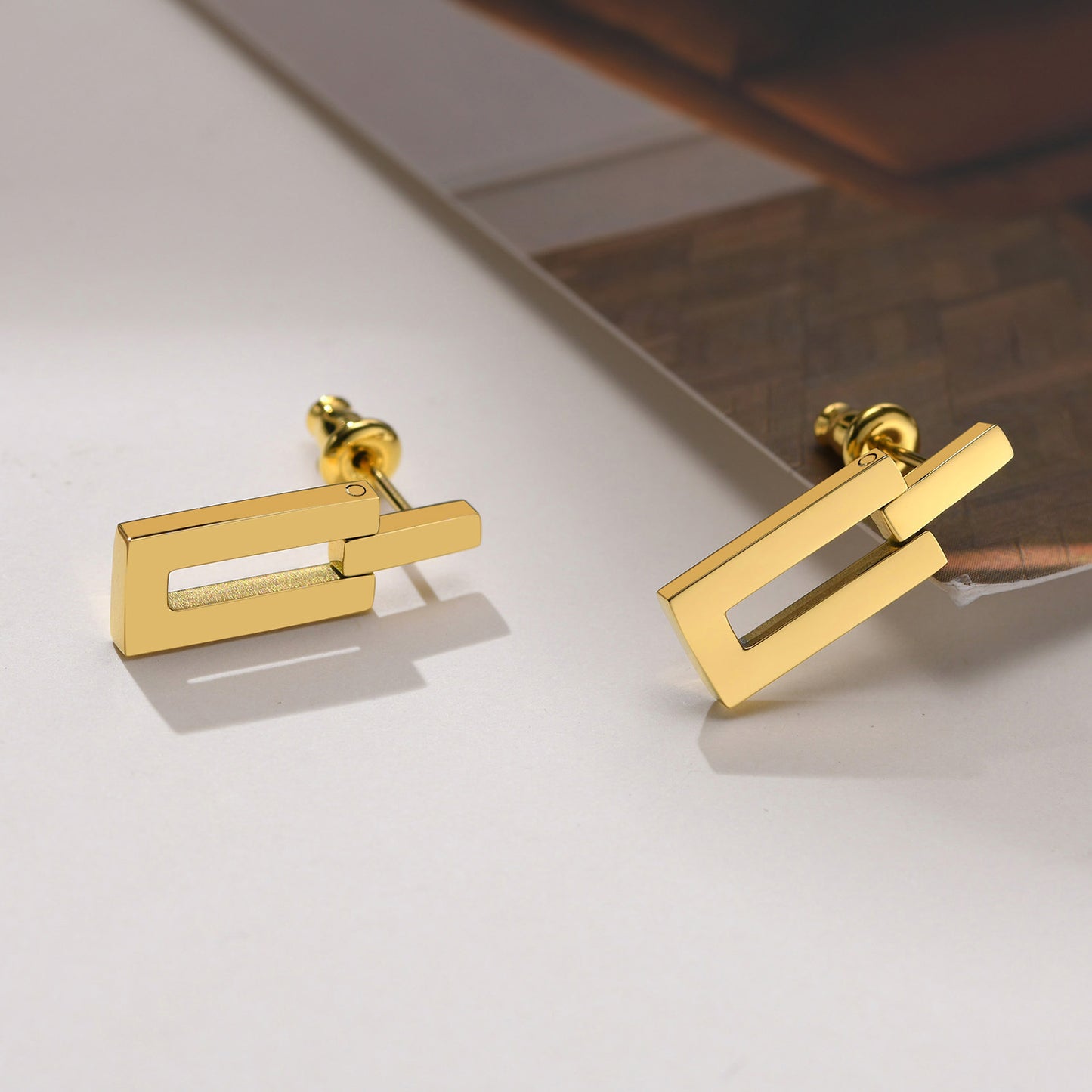Stainless Steel Geometric Rectangular Earrings Gold Women's Earrings Fashion Jewelry Accessories