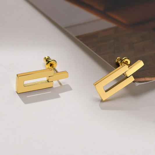 Stainless Steel Geometric Rectangular Earrings Gold Women's Earrings Fashion Jewelry Accessories