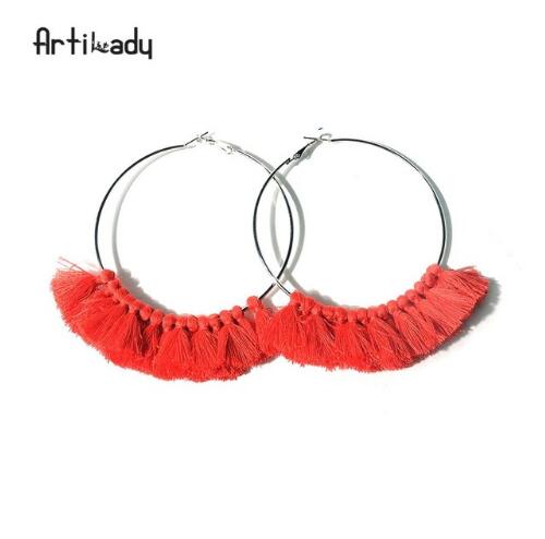 Artilady tassel hoop earrings vintage for  women