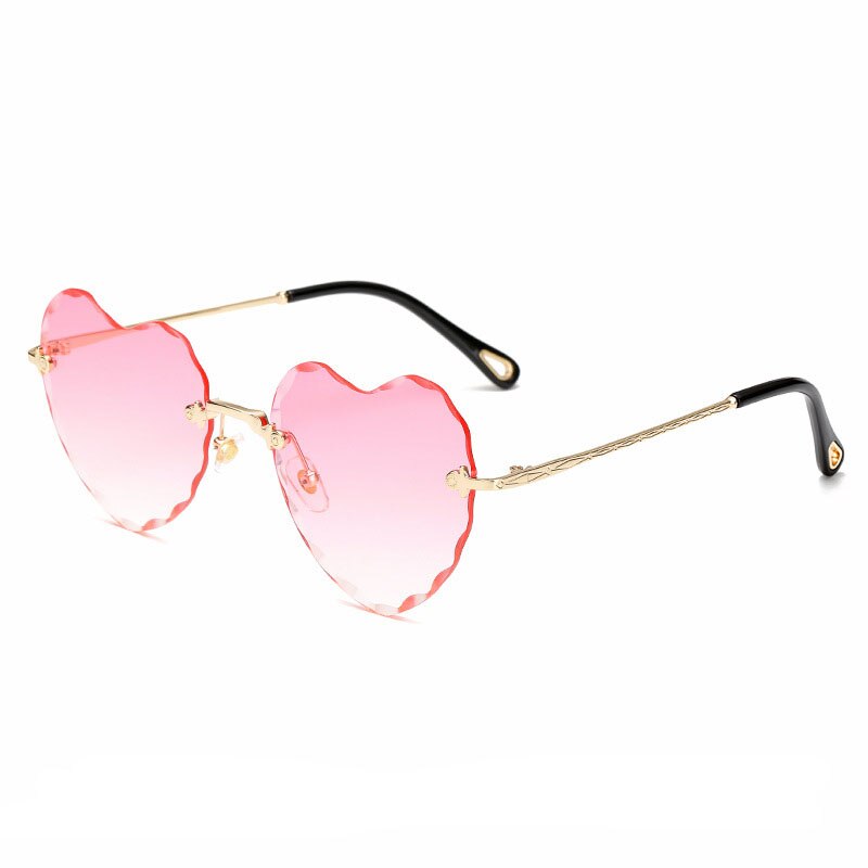 Ladies Fashion Rimless Gradient Sun Glasses Heart Shaped Sunglasses metal Women Brand Designer