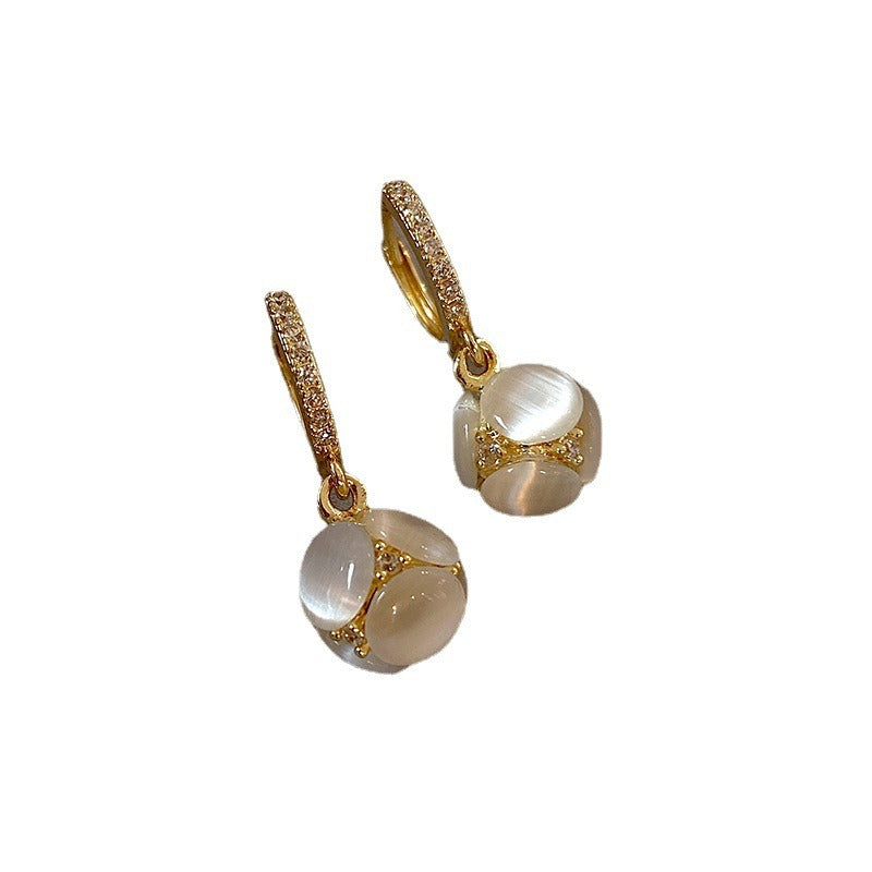 Light And Luxurious Opal Earrings Fashionable Temperament Niche Design Exquisite Earrings Senior Sense Earrings Female Autumn And Winter