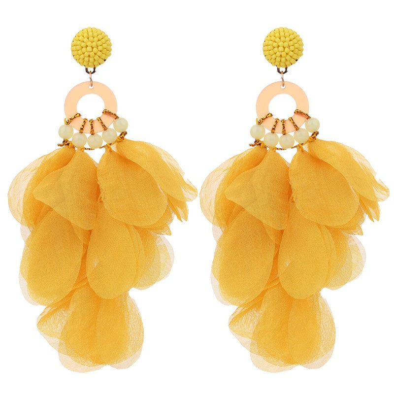 Handmade fabric floral earrings for women's long style earrings and earrings