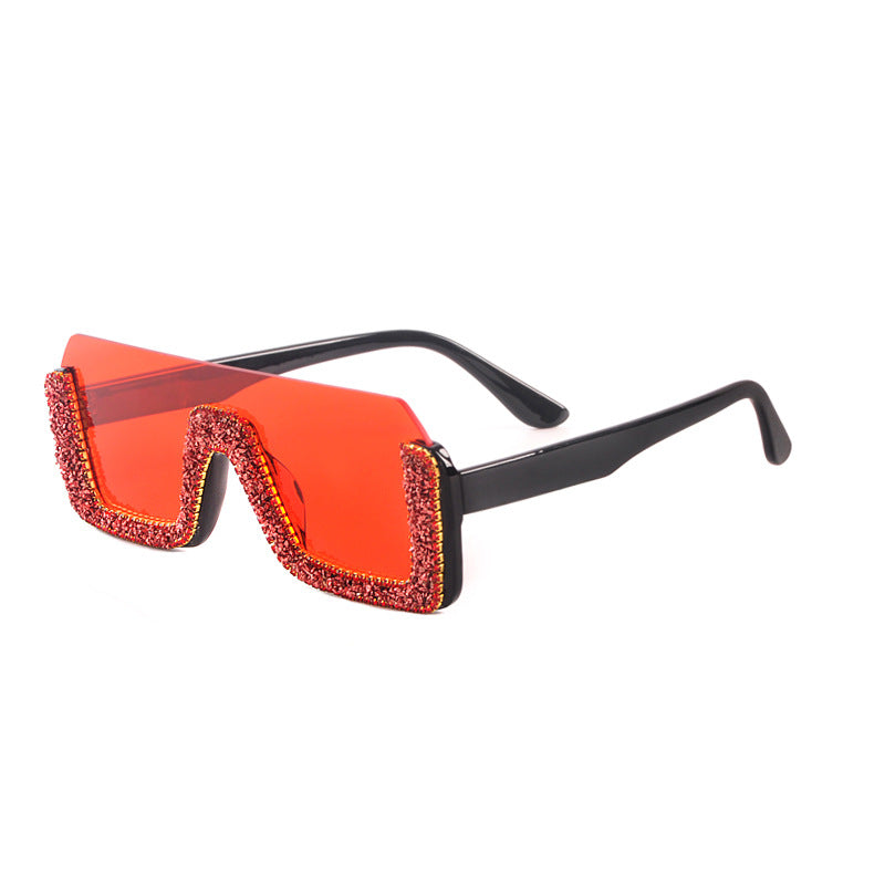 New Personality Trend Sunglasses Powder Style Diamond Square Rimless Glasses Luxury Retro Sunglasses