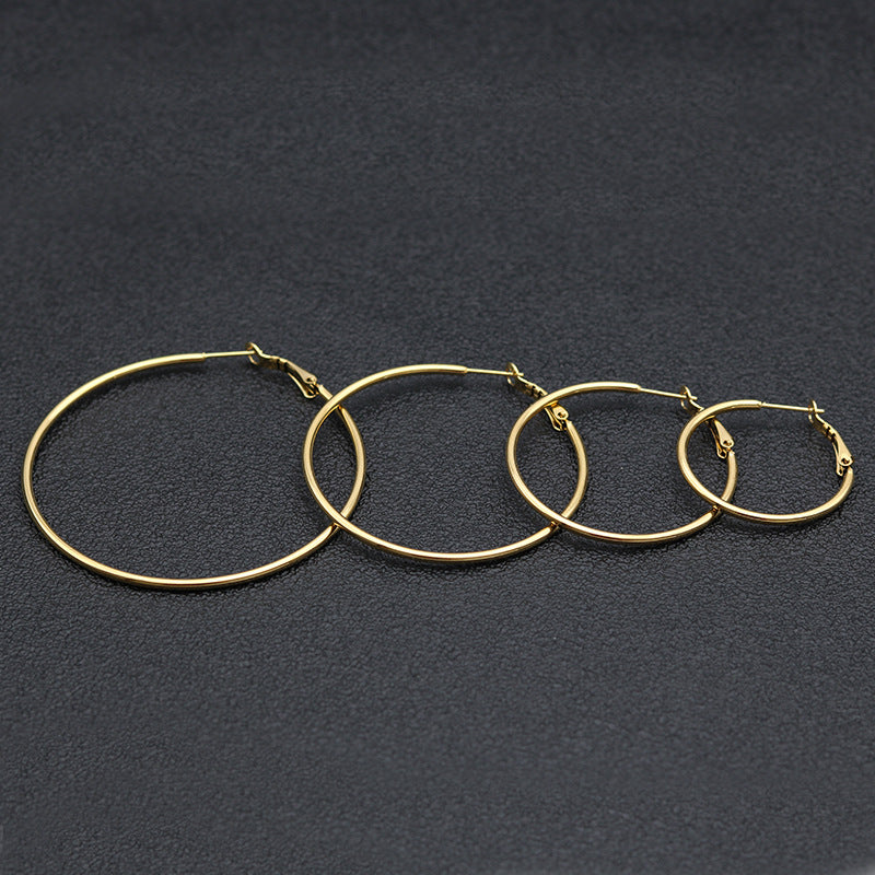 Fashion Hoop Earrings 316 Stainless Steel Hoop Earrings Gold Color Round Circle Earring Jewelry For Women Party  1 Pair