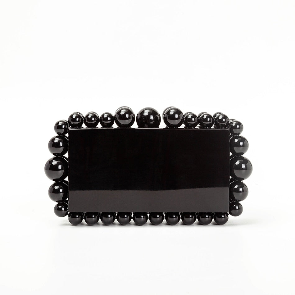 Women Clear Acrylic Box Evening Clutch Bags For Wedding Party Luxury Gold Foil Beads Purses And Handbags Designer High Quality