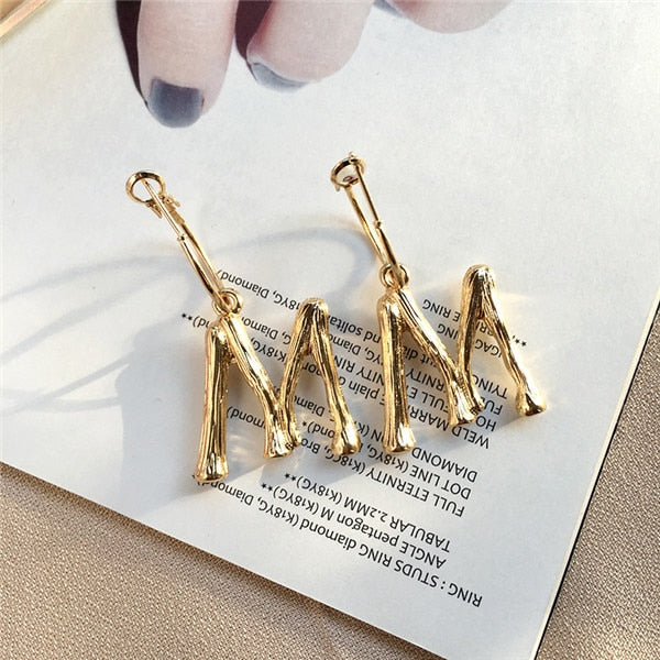 Artilady k letters earrings for women A~Z gold hoop earrings for girls Alphabet letter earrings gold jewelry new year gift