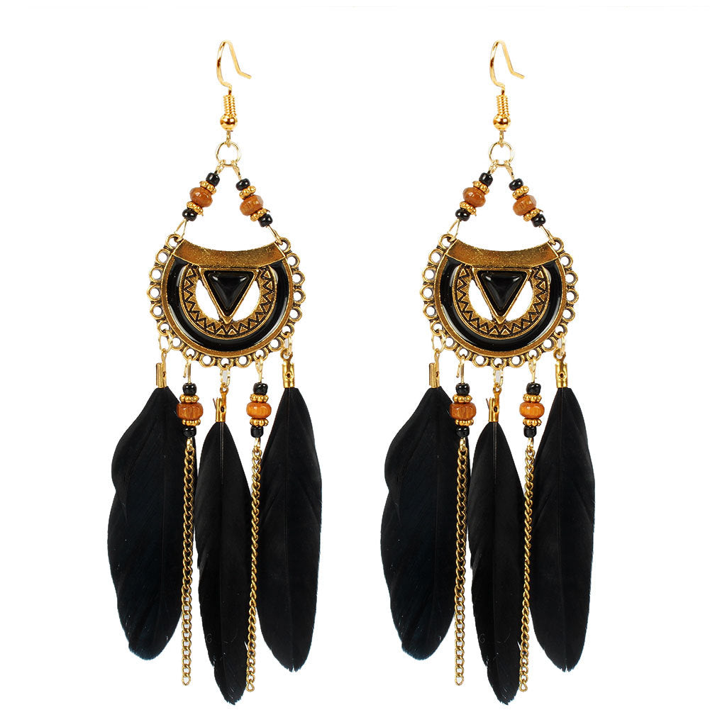 Ethnic Earrings Triangular Feather Earrings Fairy Tassel Earrings Women