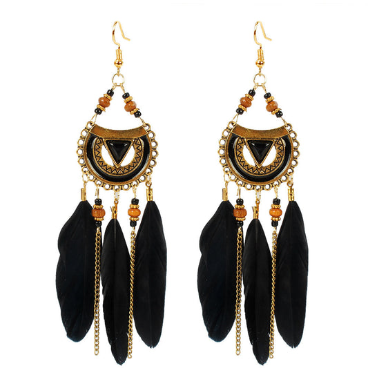Ethnic Earrings Triangular Feather Earrings Fairy Tassel Earrings Women