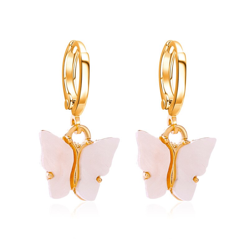 Fashion Cute Butterfly Women's Earrings Stud Color Acrylic Stud Earrings Animal Sweet Colorful Stud Earrings Girls Jewelry
