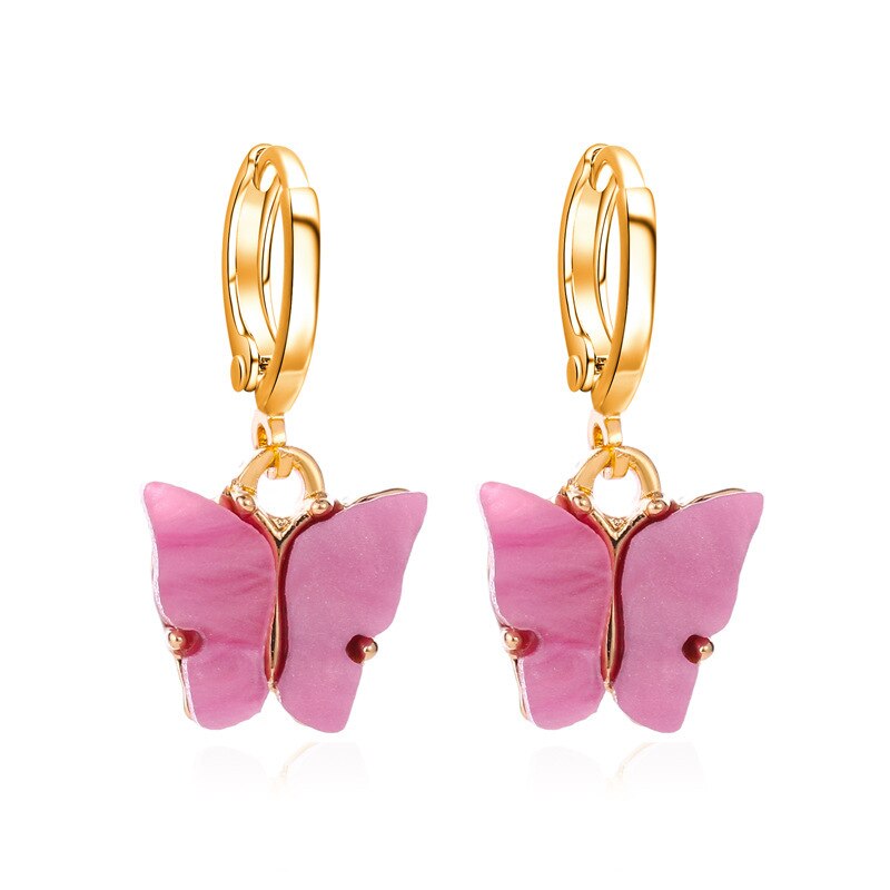 Fashion Cute Butterfly Women's Earrings Stud Color Acrylic Stud Earrings Animal Sweet Colorful Stud Earrings Girls Jewelry