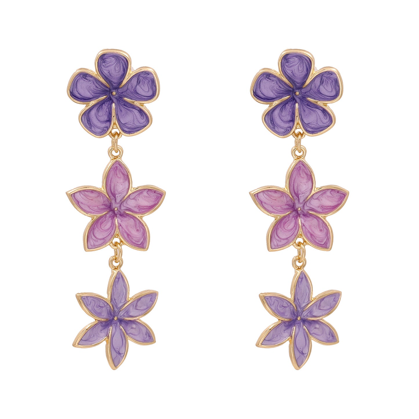French Retro Lavender Oil Drop Flower Earrings Three Earrings Personality Earrings Ins Style For Women