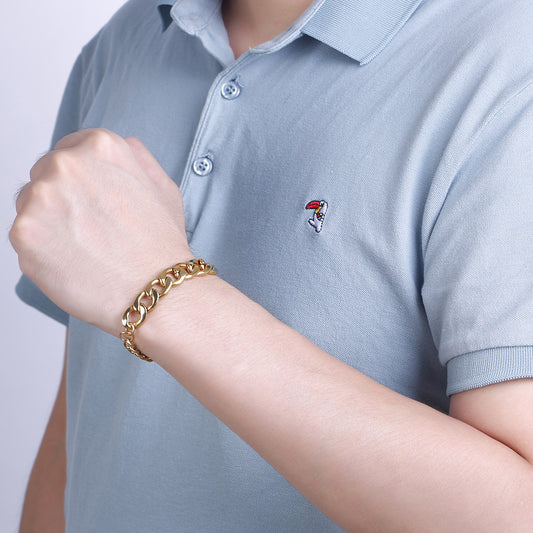 New Men's Titanium Steel Bracelet Exaggerated Thick Chain Grinding Chain K Gold Jewelry