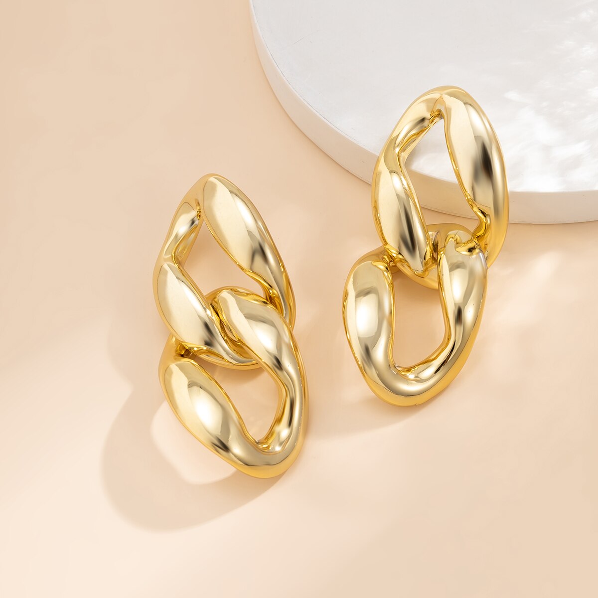 Hip Hop Thick Chain Drop Earrings for Women Exaggerated Big Hanging Earrings Fashion Jewelry