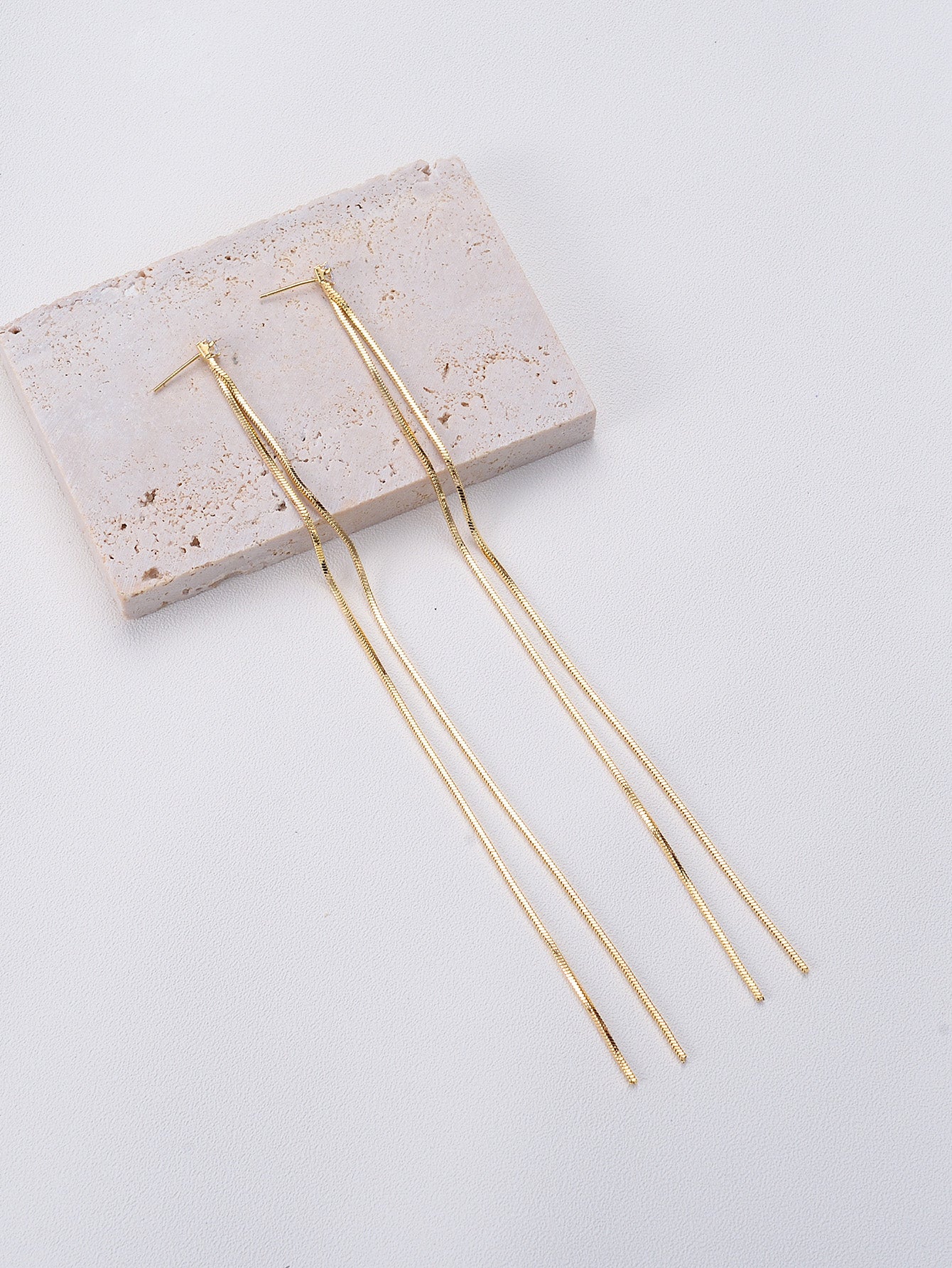 Long Tassel Earrings Personalized Thin Metal Chain Earrings European And American Style High End Earrings Women