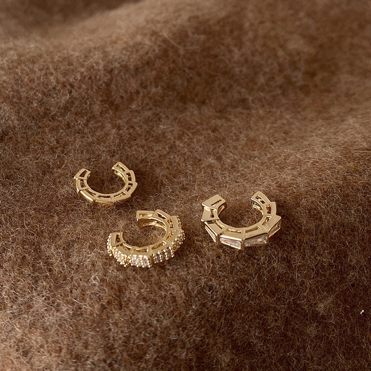 Zircon Metal Ear Clip Set Female Personality Simple And Versatile Temperament Without Pierced Earrings