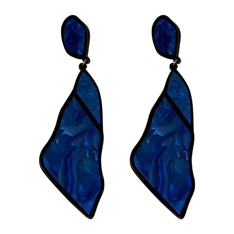 Minar Korean Trendy Pink Blue Color Arcylic Dangle Earrings for Women Irregular Geometric Hanging Earring Party Jewelry