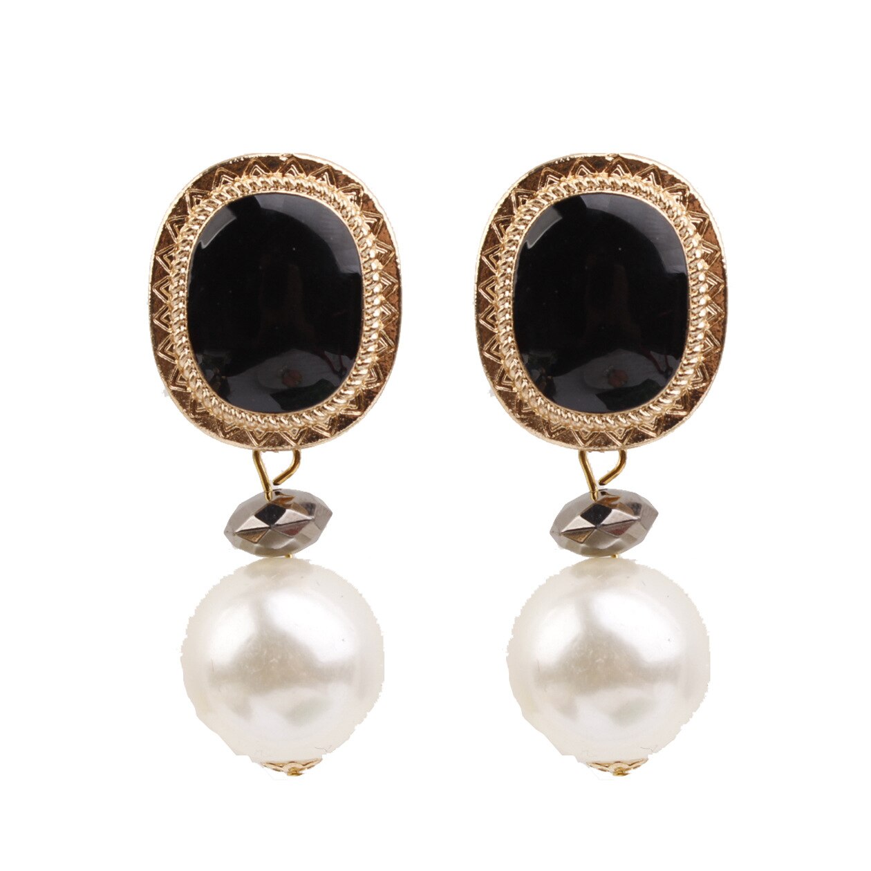 Pearl Metal Earrings Exaggerated Vintage Earrings Women's Accessories Stud Earrings Boho