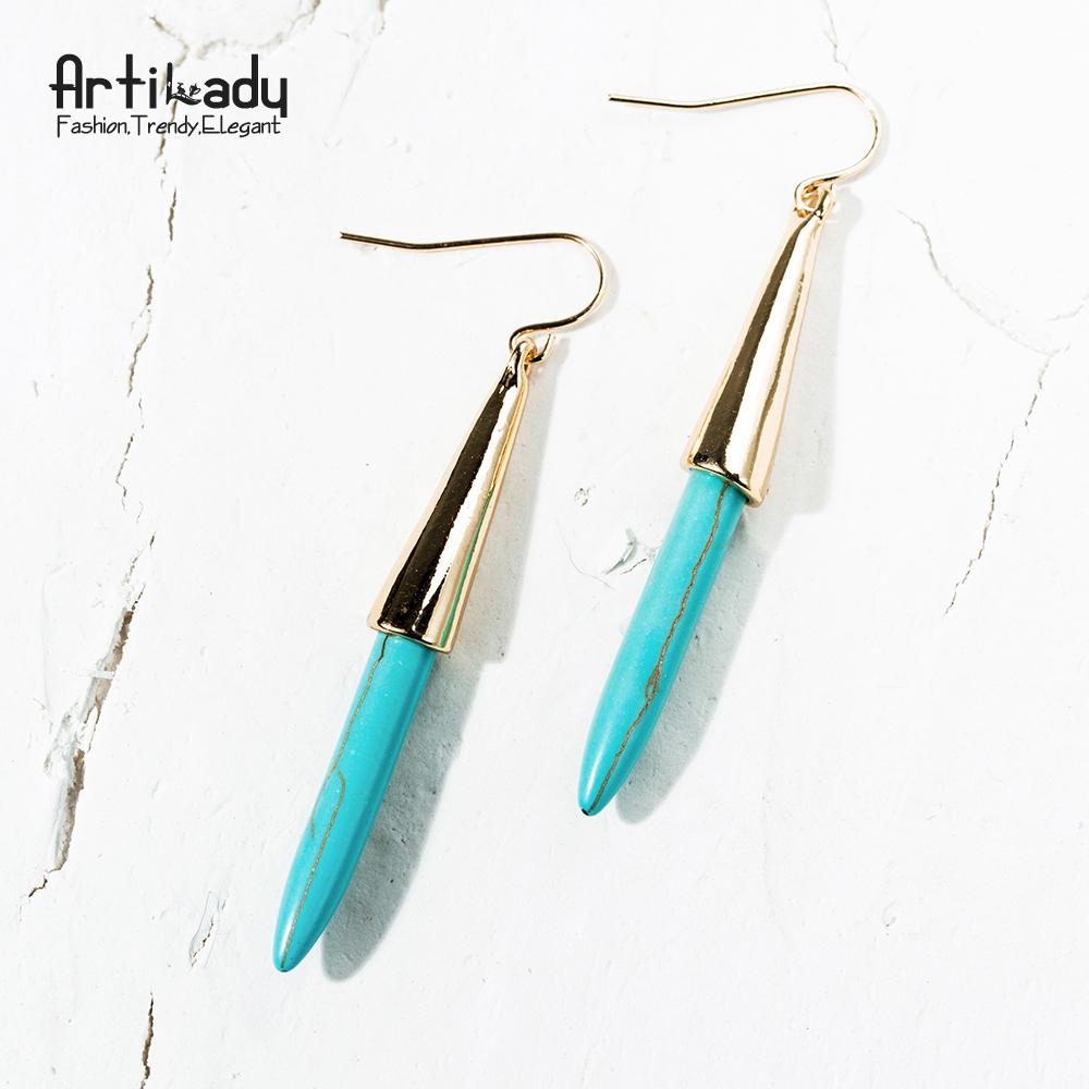Artilady stone tassels stud earrings vintage stone
