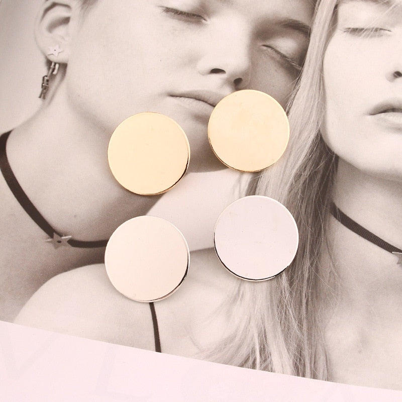 Round Shaped Golden Earrings Simple Metal Vintage Earrings For Women Fashion Jewelry Girls Earring