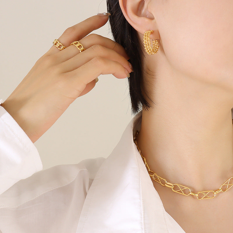14k C Braided Earrings