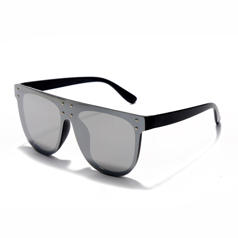 New Conjoined Large-Frame Sunglasses Fashion Rivets Colorful Mercury Sunglasses Women's Semi-Circular Frame Glasses