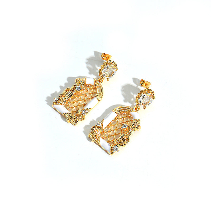 Ins Earrings Female Niche Design Sense New Zircon Earrings Fashion Versatile Network Red Premium Earrings