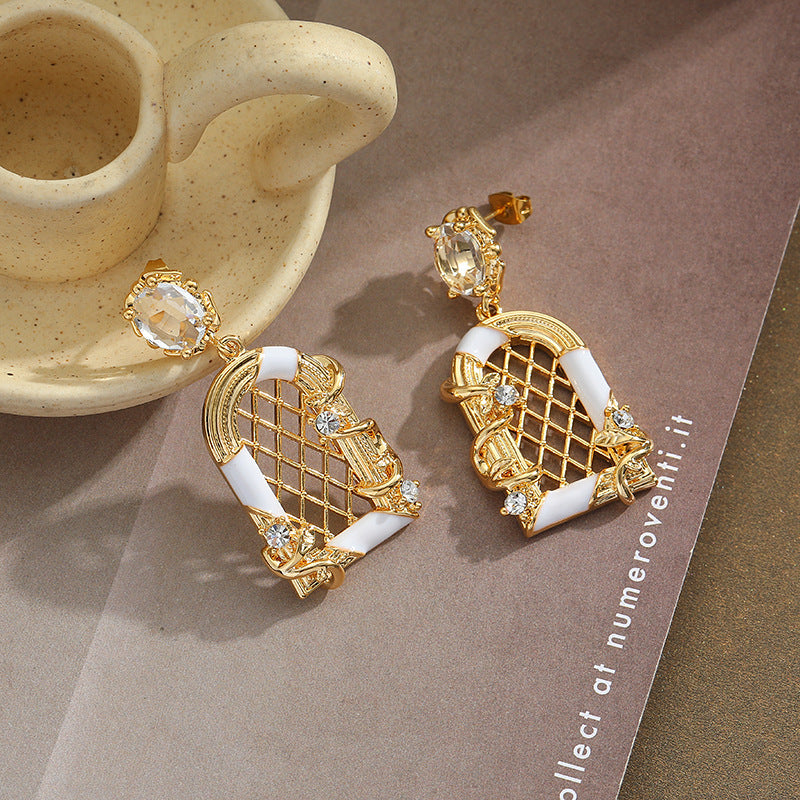 Ins Earrings Female Niche Design Sense New Zircon Earrings Fashion Versatile Network Red Premium Earrings