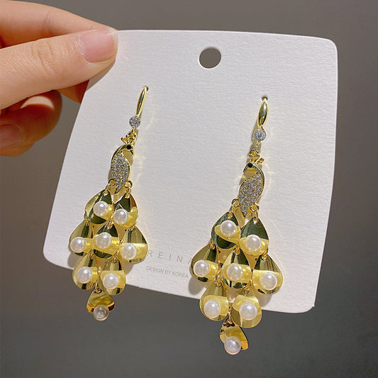Korean Style Fashion Phoenix Super Fairy Exaggerated Earrings Wholesale High-End Temperament Long Earrings New Earrings